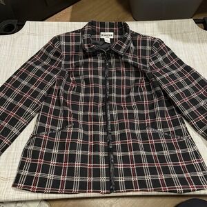 Vintage Joan Leslie Plaid Zip Jacket Blazer 16 Black Red Tweed Check Coat Top